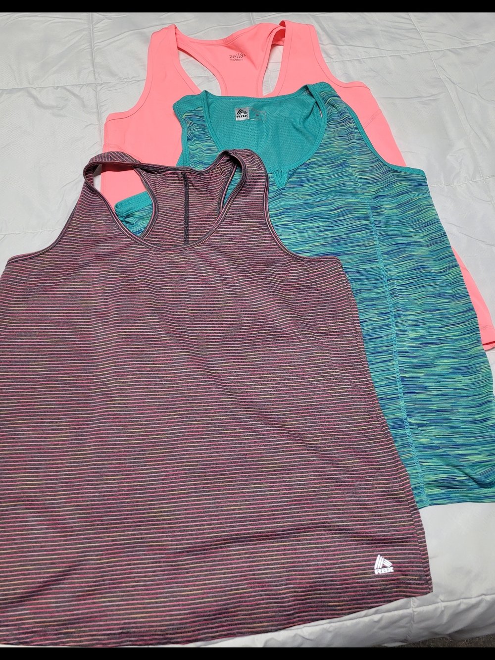 Women's Reebok and Zella Racerback Tank Tops in Pink, Teal & Purple Mix (3-Pack)